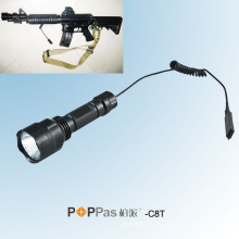 C8t 500lumens Rechargeable Xml T6 LED Tactical Flashlight, with Rat Tail Switch